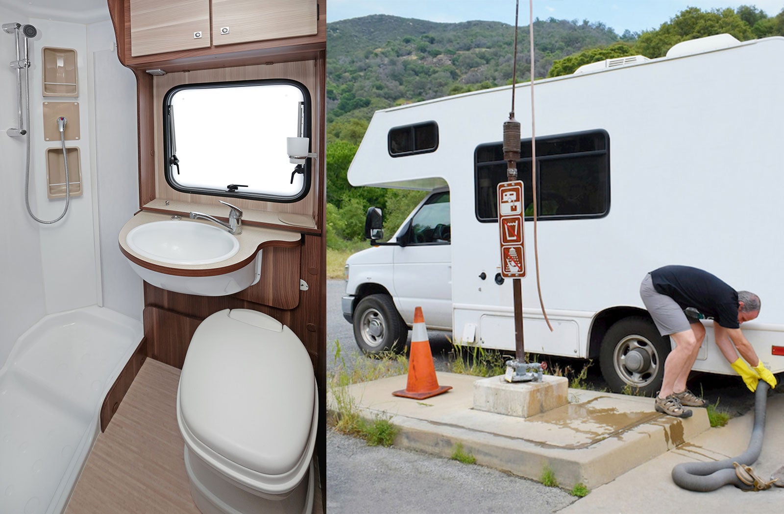 Portable RV/camper toilet and holding tank setup in Spartanburg, South Carolina