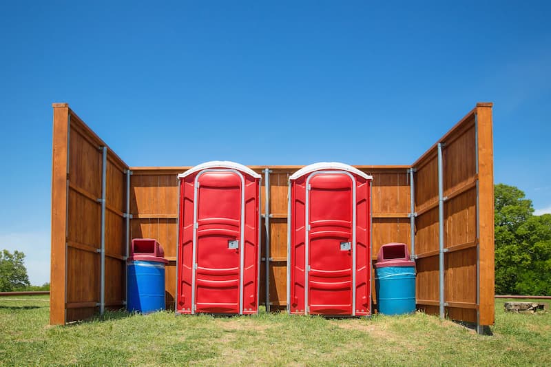 Short-term porta potty units staged for delivery in Spartanburg, South Carolina